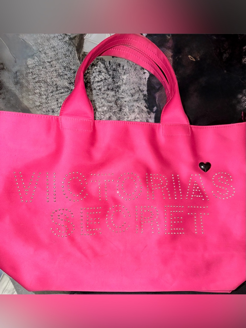 Victoria’s Secret Hot Pink Rhinestone Logo Tote Bag